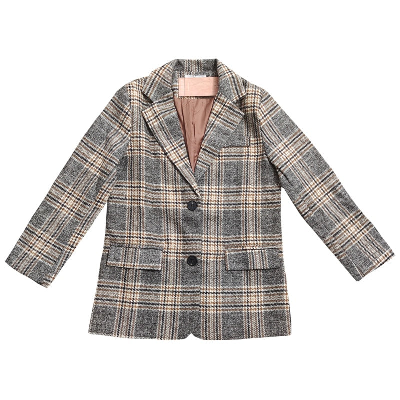 Warm Structured Women's Short Coat - Belted Plaid Wool 3D Changing Face Moving Picture Frame - Tophatter Daily Deals