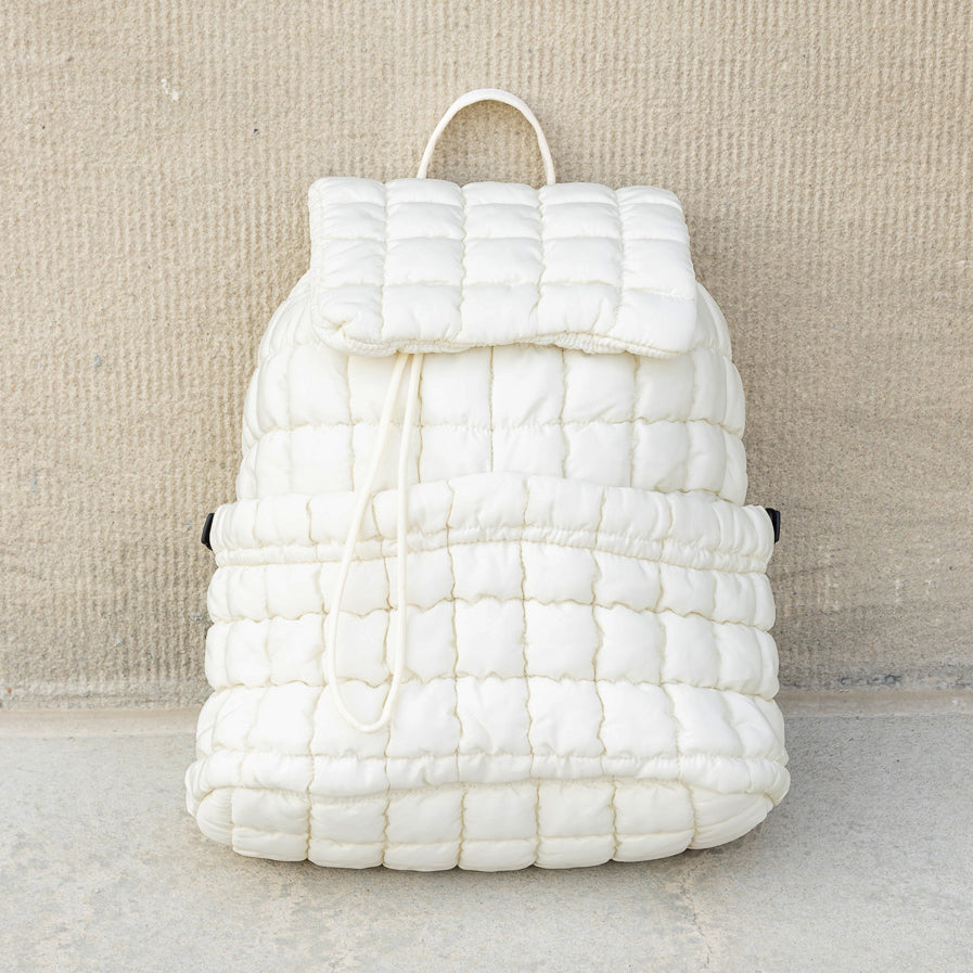 Stevie Quilted Puffer Backpack Ivory Handbags & Wallets - Tophatter Daily Deals