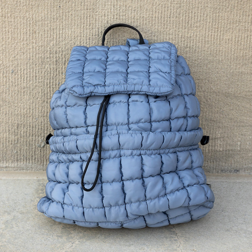 Stevie Quilted Puffer Backpack Slate Blue Handbags & Wallets - Tophatter Daily Deals