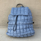 Stevie Quilted Puffer Backpack Slate Blue Handbags & Wallets - Tophatter Daily Deals