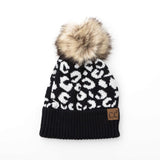C.C® Natural Leopard Pom Beanie Black Hats - Tophatter Daily Deals