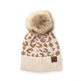 C.C® Natural Leopard Pom Beanie Beige Hats - Tophatter Daily Deals
