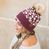 C.C® Natural Leopard Pom Beanie Hats - Tophatter Daily Deals