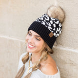 C.C® Natural Leopard Pom Beanie Hats - Tophatter Daily Deals