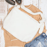 Boucle Sherpa Messenger Bag Ivory Handbags & Wallets - Tophatter Daily Deals