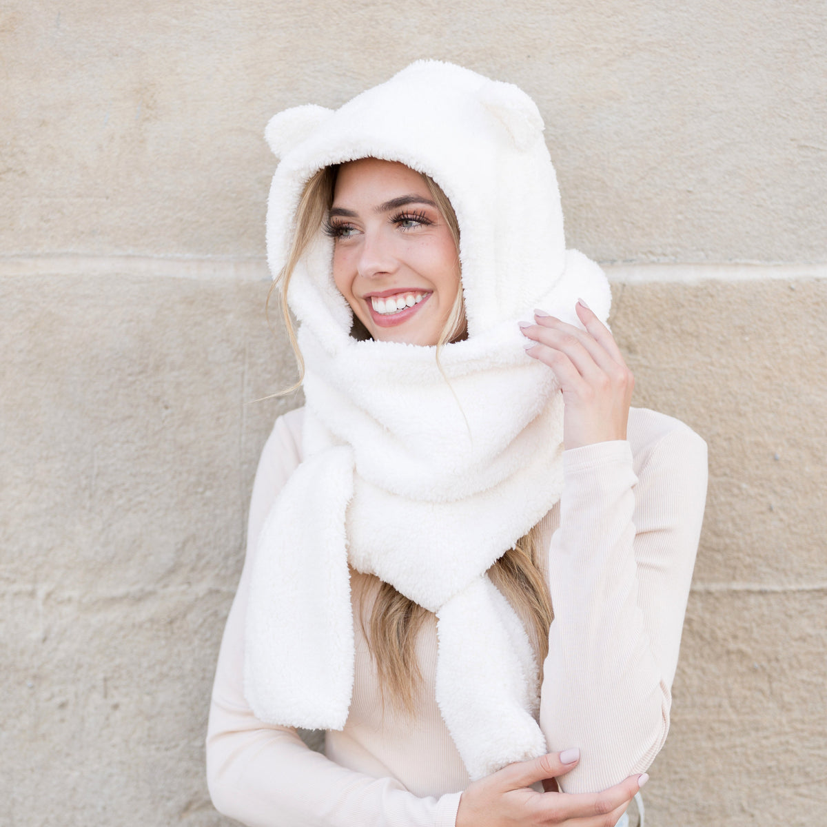 Teddy Bear Hooded Scarf Gloves, Scarves & Earmuffs - Tophatter Daily Deals