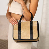 Mericela Mixed Media Straw Tote Handbags & Wallets - Tophatter Daily Deals