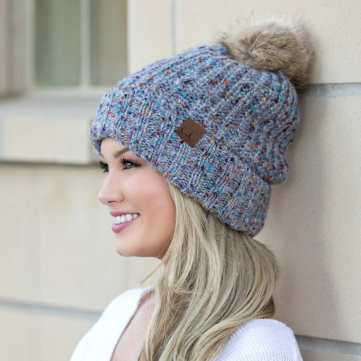 C.C® Confetti Pom Beanie Hats - Tophatter Daily Deals