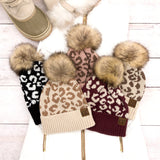 C.C® Natural Leopard Pom Beanie Hats - Tophatter Daily Deals