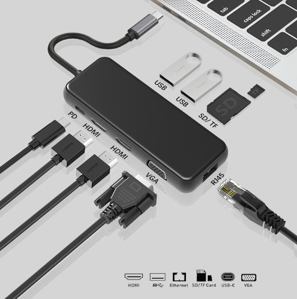9in1 dual HDMI + VGA + Gigabit network card Default 0 - Tophatter Daily Deals