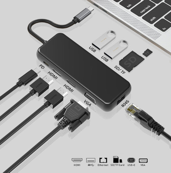 9in1 dual HDMI + VGA + Gigabit network card Default 0 - Tophatter Daily Deals