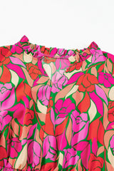 Frill Printed Notched Short Sleeve Midi Dress Casual Dresses - Tophatter Daily Deals