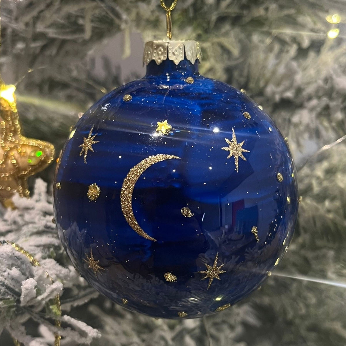 Celestial Christmas Bauble | Moon & Stars Christmas Tree Hanging Ornament - 8cm Baubles - Tophatter Daily Deals