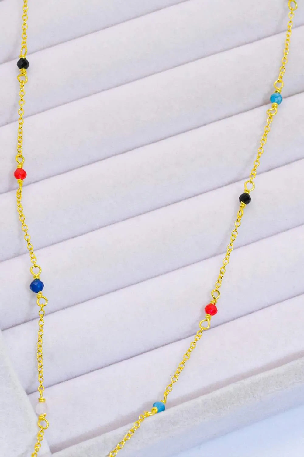 18K Gold-Plated Multicolored Bead Necklace Necklaces - Tophatter Daily Deals