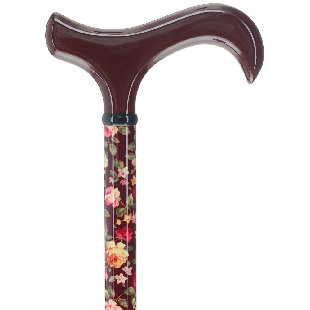 Dark Floral Derby Cane: Adjustable Carbon Fiber Superlite Carbon Fiber Walking Canes - Tophatter Daily Deals