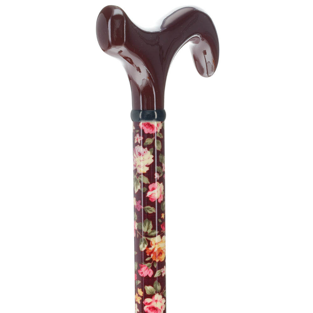 Dark Floral Derby Cane: Adjustable Carbon Fiber Superlite Carbon Fiber Walking Canes - Tophatter Daily Deals
