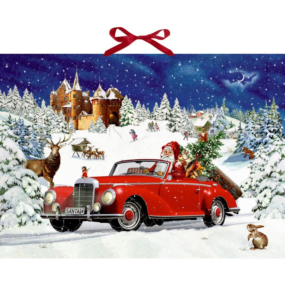 Santa Road Trip Advent Calendar | Father Christmas in Car with 24 Glittery Doors - 52x38cm Advent Calendar - Tophatter Daily Deals