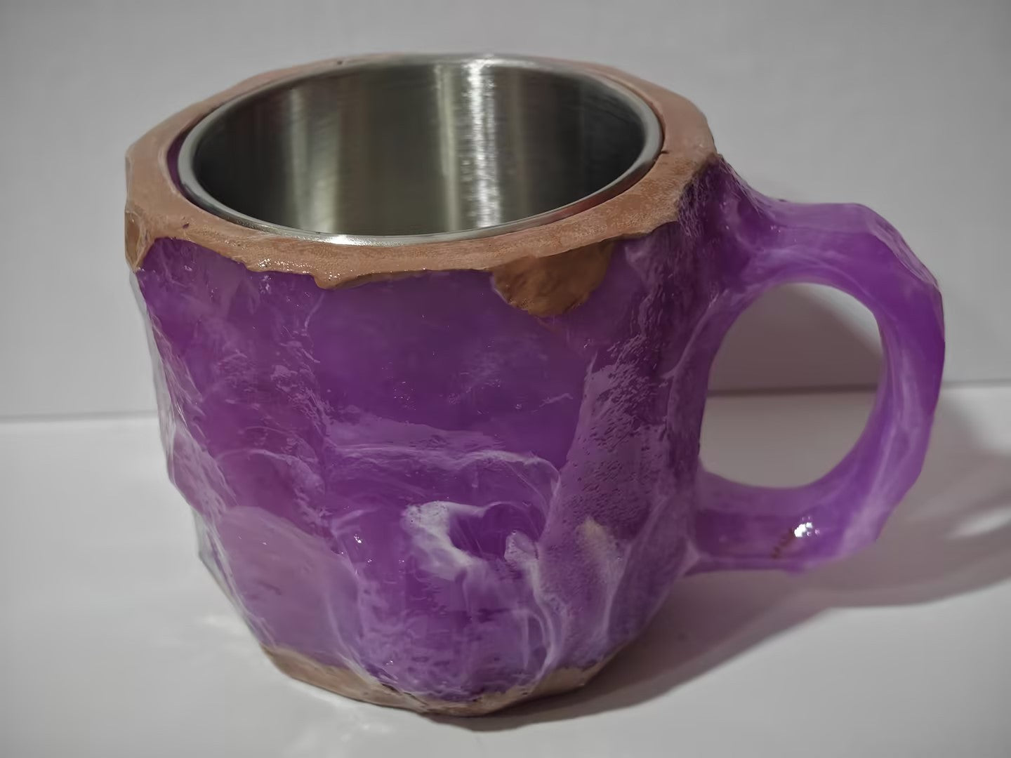 400ml Resin Mineral Crystal Coffee Mugs With Handles Elegant Fake Mineral Crystal Cup For Workplace Home Decor Christmas Gift Kitchen Gadgets Purple 10cm High Flat mouthed inner liner 0 - Tophatter Daily Deals