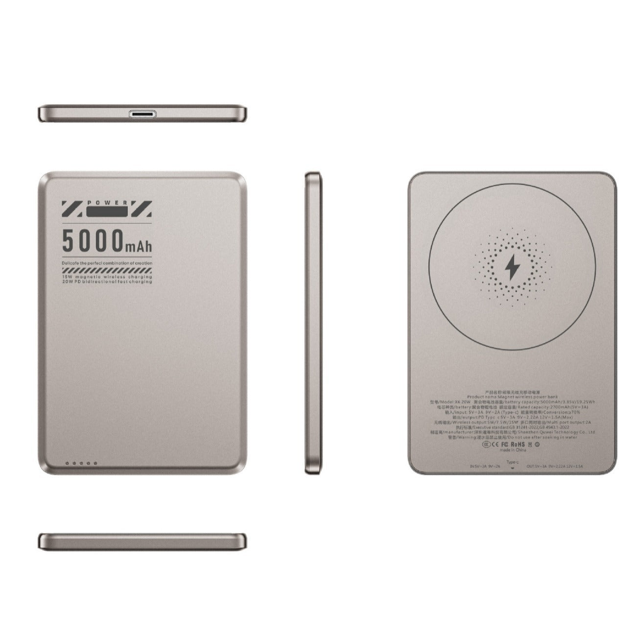 Aluminum Alloy Ultra-thin Double Pop-up Window Creative Magnetic Fast Charging Small Light Power Digital Display Mobile Power Supply 0 - Tophatter Daily Deals