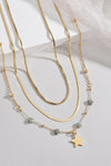 Star Triple-Layered Stainless Steel Necklace Gold One Size Necklaces - Tophatter Daily Deals