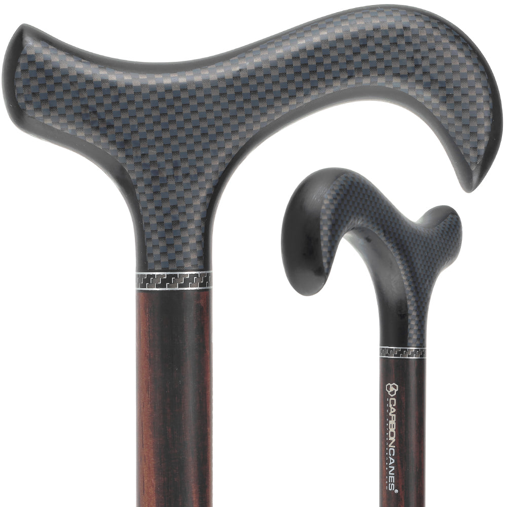 Exotic Ebony Wood on Carbon Fiber - Derby Walking Cane Superlite Carbon Fiber Walking Canes - Tophatter Daily Deals