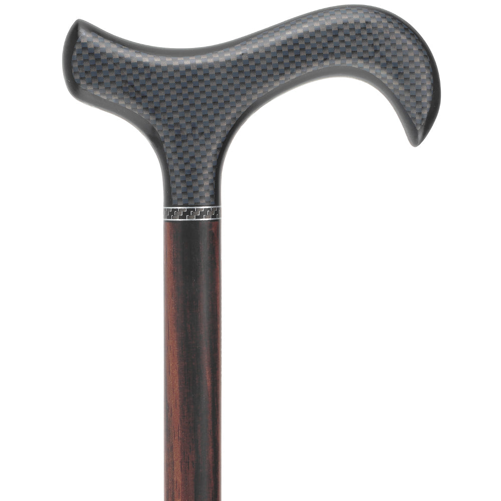 Exotic Ebony Wood on Carbon Fiber - Derby Walking Cane Superlite Carbon Fiber Walking Canes - Tophatter Daily Deals