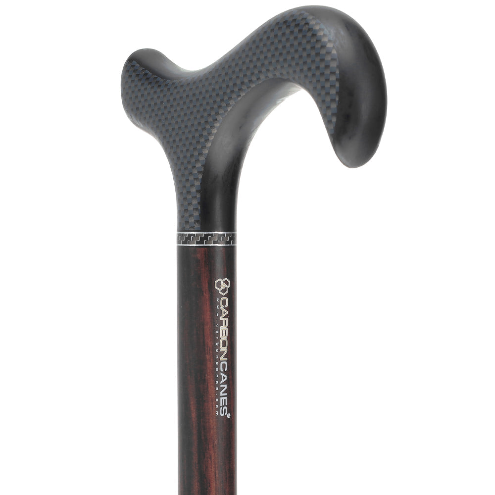 Exotic Ebony Wood on Carbon Fiber - Derby Walking Cane Superlite Carbon Fiber Walking Canes - Tophatter Daily Deals