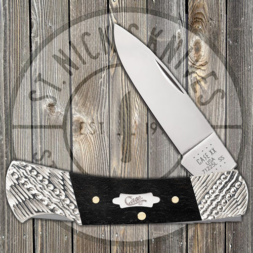 Case Lockback - Ebony Wood - Worked Bolsters - Velvet Box - 59672 Traditional Knives - Tophatter Daily Deals