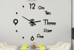 3D Wall Sticker Clock LargeBlack 0 - Tophatter Daily Deals