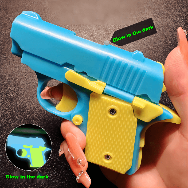 3D Printed Baby Mini M1911 Gravity Fidgets Luminous Blue - Tophatter Daily Deals