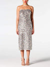 Sequin Straight Neck Midi Wrap Dress Silver Cocktail Dresses - Tophatter Daily Deals