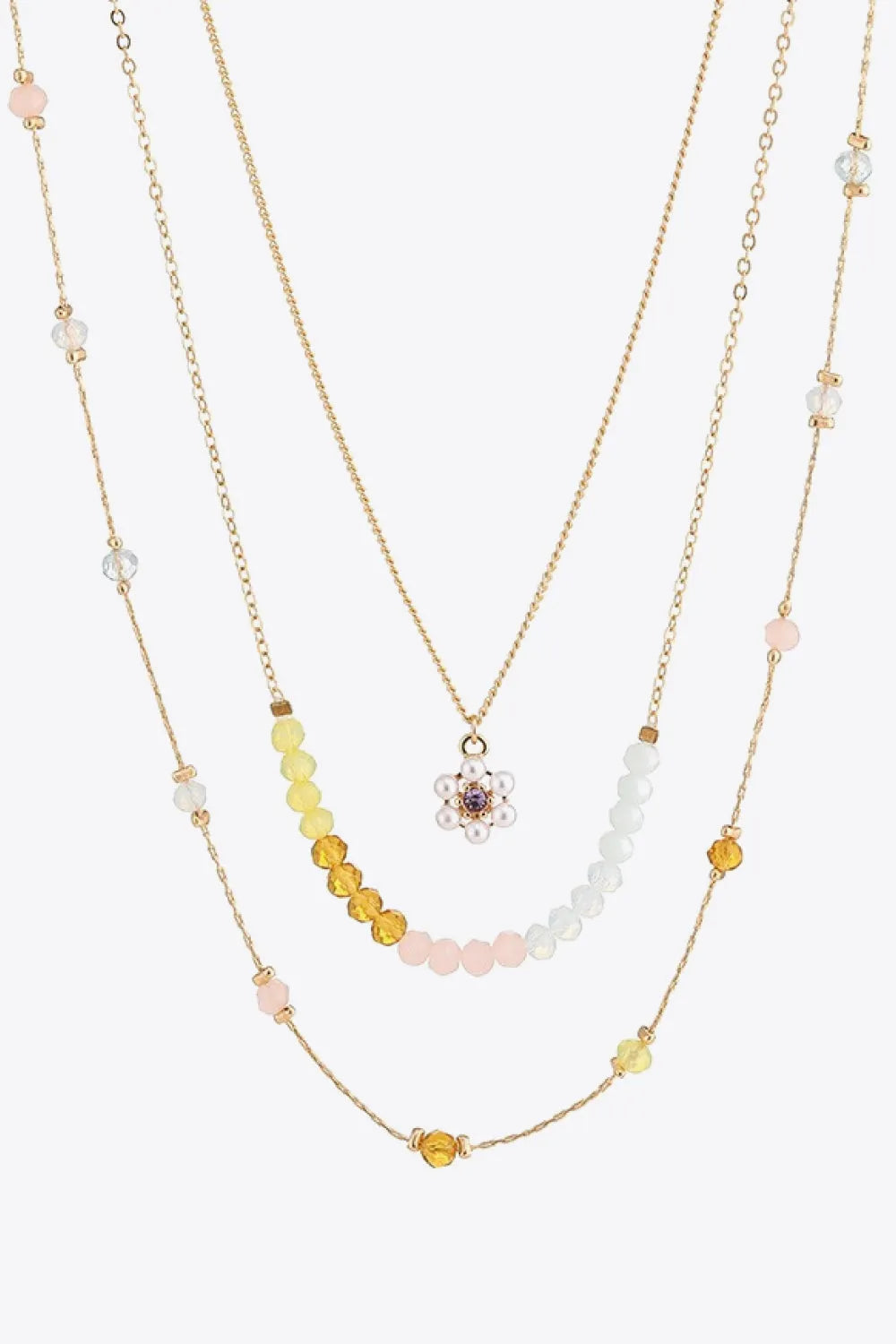 Alloy Three-Piece Necklace Set Mustard One Size Necklaces - Tophatter Daily Deals