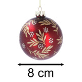 Matt Burgundy & Gold Christmas Bauble | Red Glass Christmas Tree Ornament - 8cm Baubles - Tophatter Daily Deals