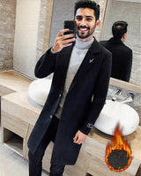 Black fashionable Winter men's long overcoat Black 0 - Tophatter Daily Deals