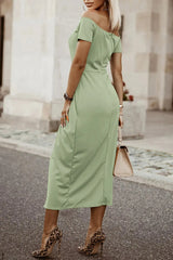 Off-Shoulder Short Sleeve Split Dress Cocktail Dresses - Tophatter Daily Deals