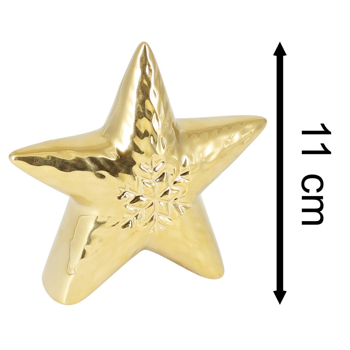Gold Ceramic Christmas Star | Golden Star Ornament Festive Decoration - 11cm Ornament - Tophatter Daily Deals