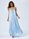 Tie Shoulder Backless Maxi Dress Pastel Blue Casual Dresses - Tophatter Daily Deals