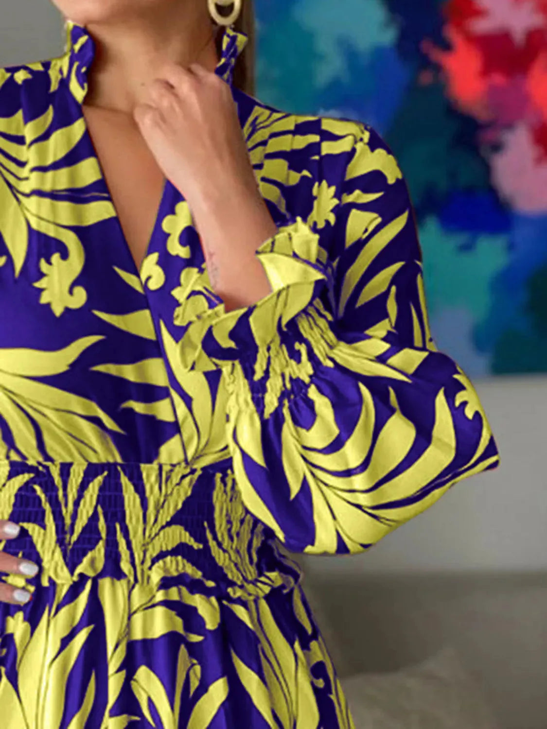 Printed Flounce Sleeve Maxi Dress Casual Dresses - Tophatter Daily Deals