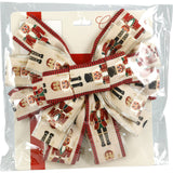 Nutcracker Tree Top Bow with Long Streamer | Fabric Christmas Tree Topper Tree Decoration - Tophatter Daily Deals