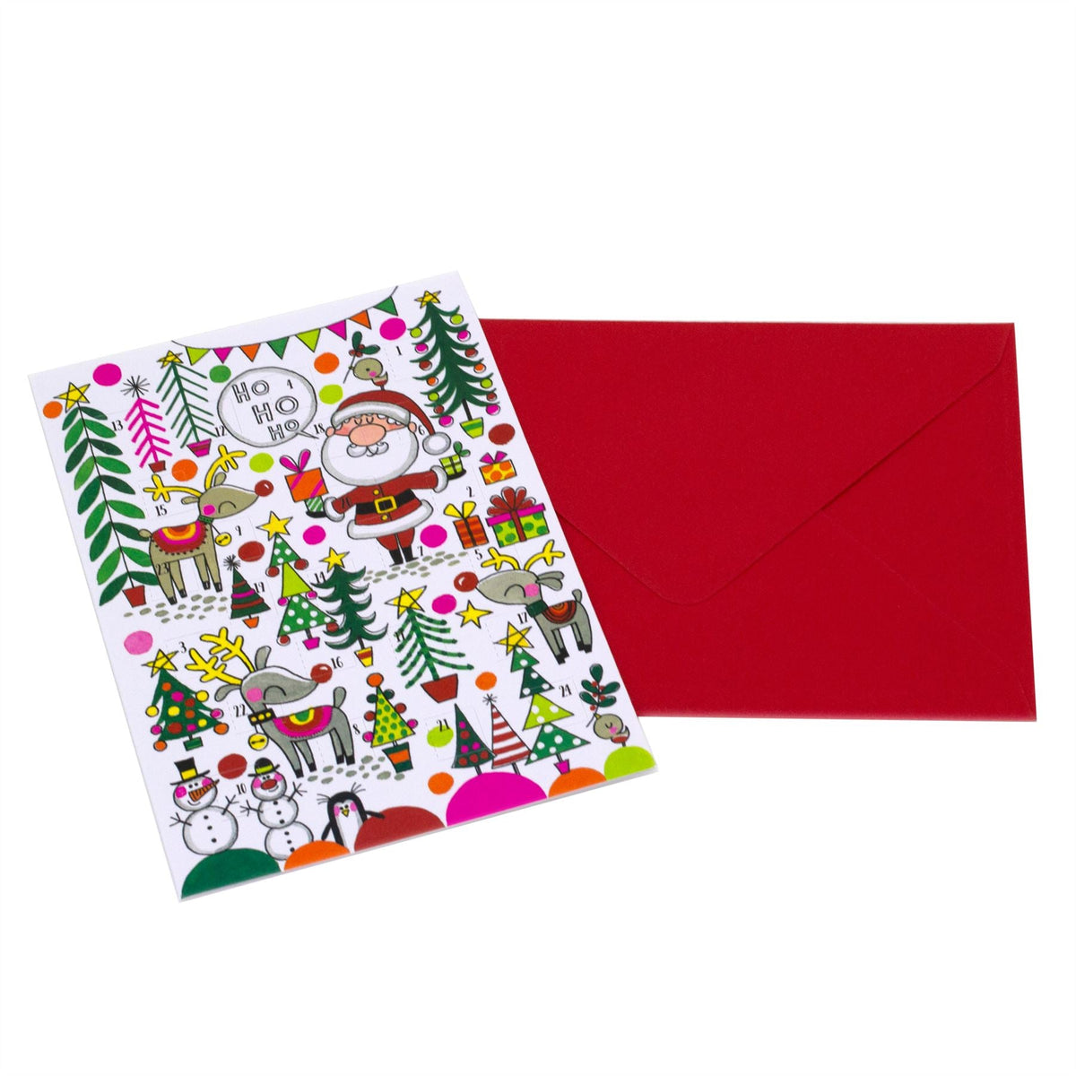 Santa & Reindeer - Christmas Advent Calendar Greetings Card & Envelope Advent Calendar - Tophatter Daily Deals
