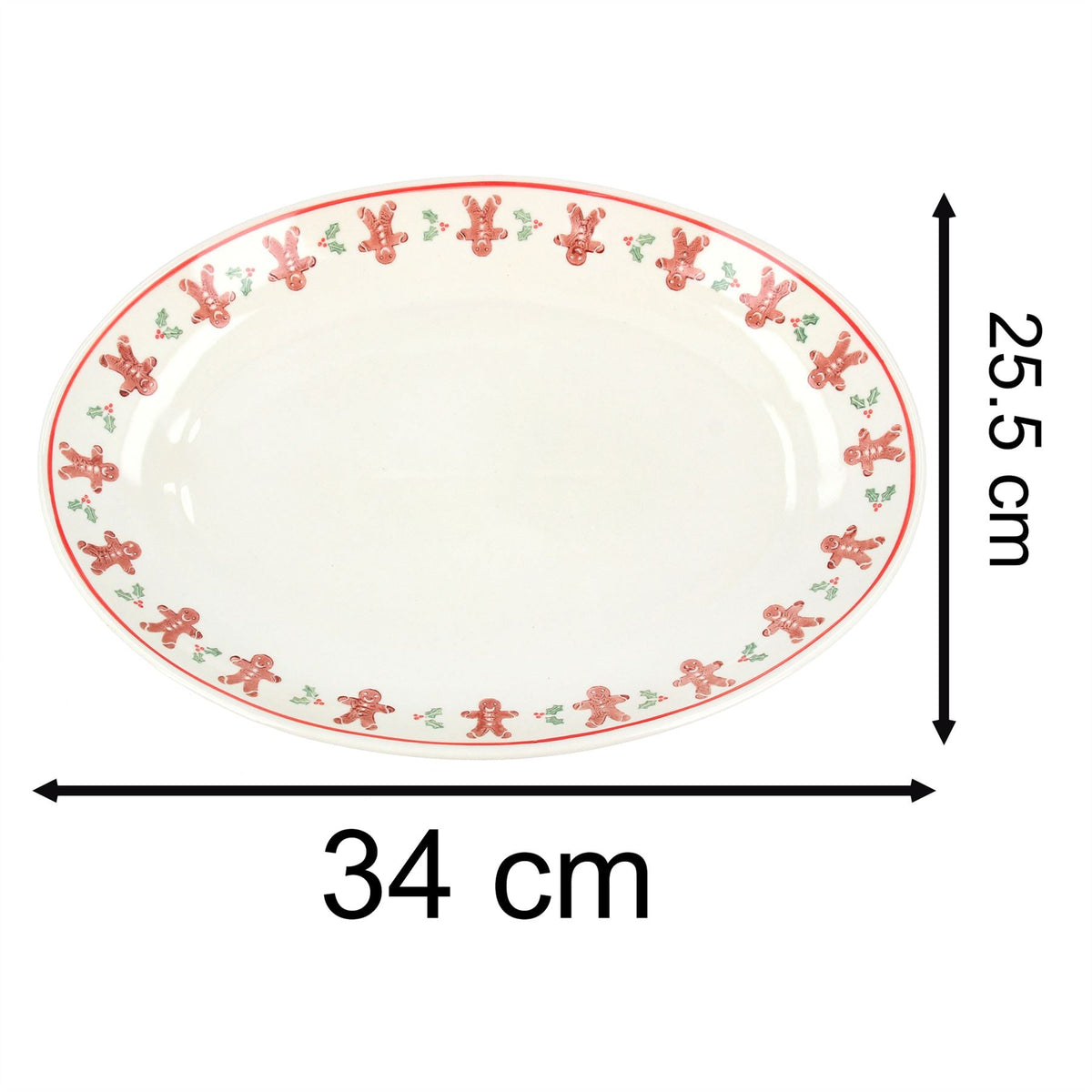 Gingerbread Ceramic Oval Plate | Festive Serving Platter for Christmas - 34cm Plate - Tophatter Daily Deals