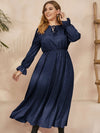 Plus Size Ruffled Polka Dot Long Sleeve Midi Dress Casual Dresses - Tophatter Daily Deals