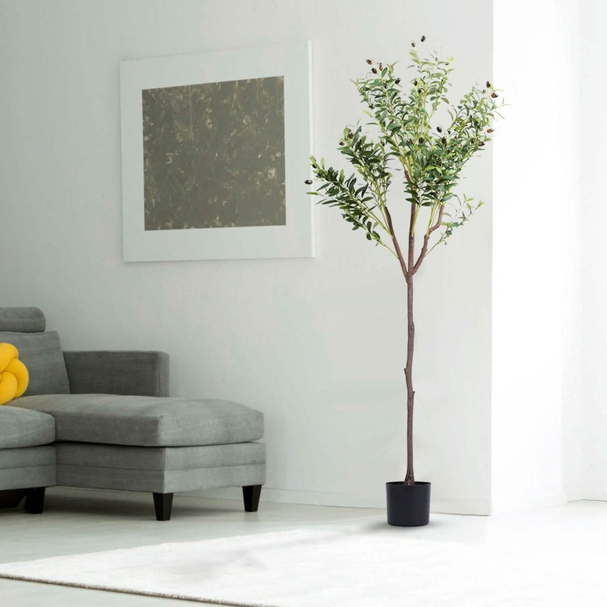 5.9ft Artificial Olive Tree with Lush Olive Branches and Fruits with Black Planter Pot Garden & Patio - Tophatter Daily Deals