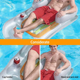 59in Inflatable Pool Float Raft with Headrest Armrest Cupholder Outdoor Recreation - Tophatter Daily Deals