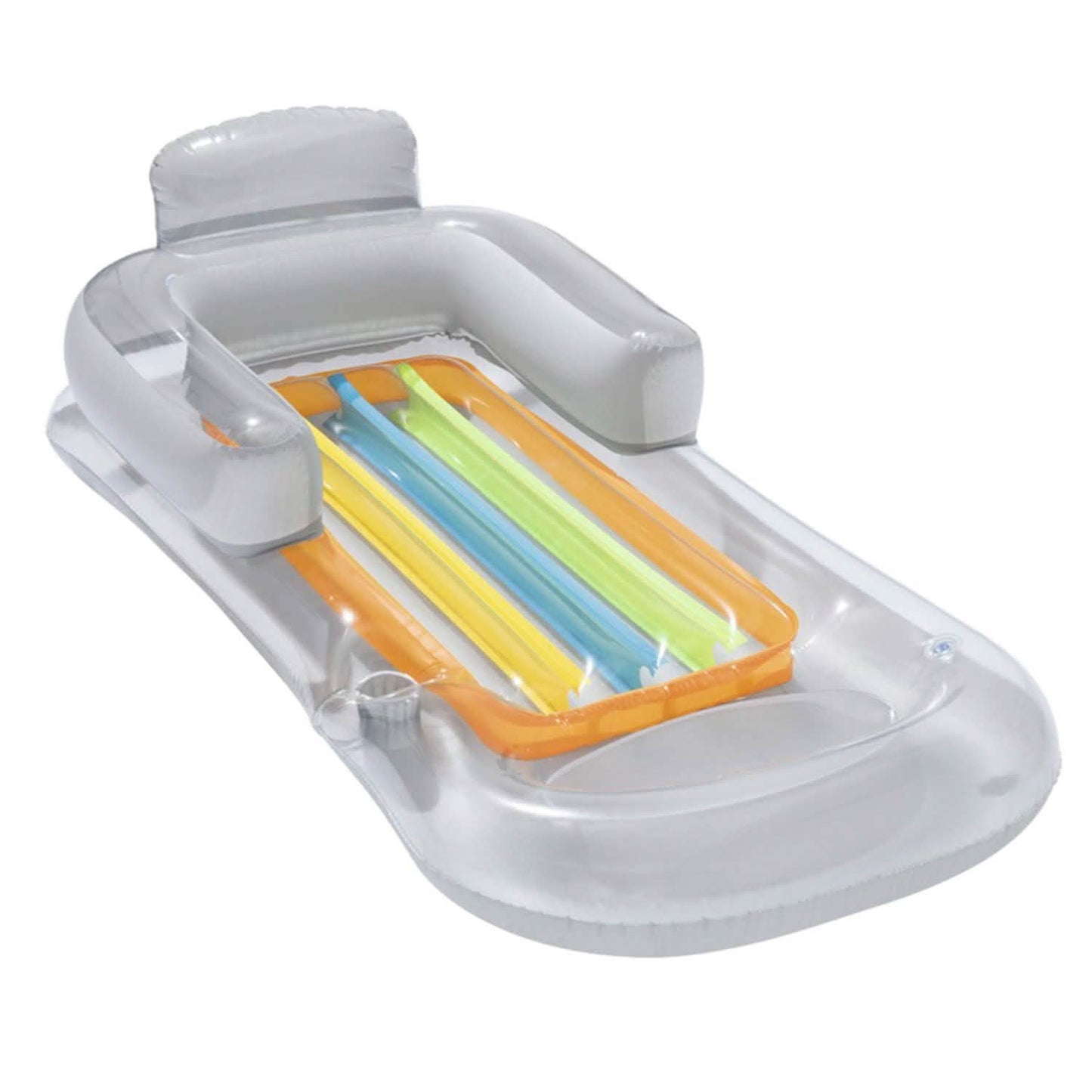 59in Inflatable Pool Float Raft with Headrest Armrest Cupholder Outdoor Recreation - Tophatter Daily Deals