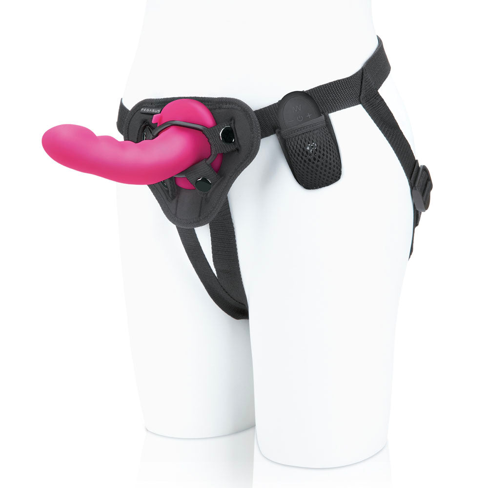 Pegasus 6 Inch Wireless Remote Control Curved Ripple Vibrator With Harness > Dildos > Strap On Dildos - Tophatter Daily Deals