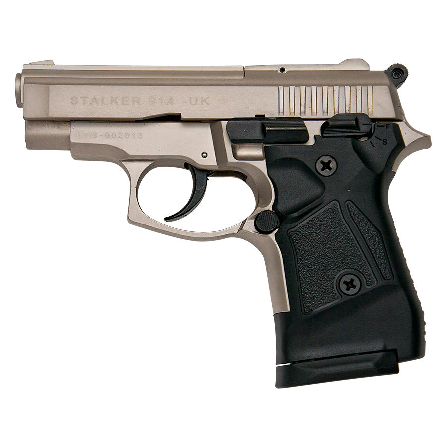 Stalker 914 Satin Finish - Full Automatic 9mm Blank Firing Replica Gun Collectible Weapons - Tophatter Daily Deals