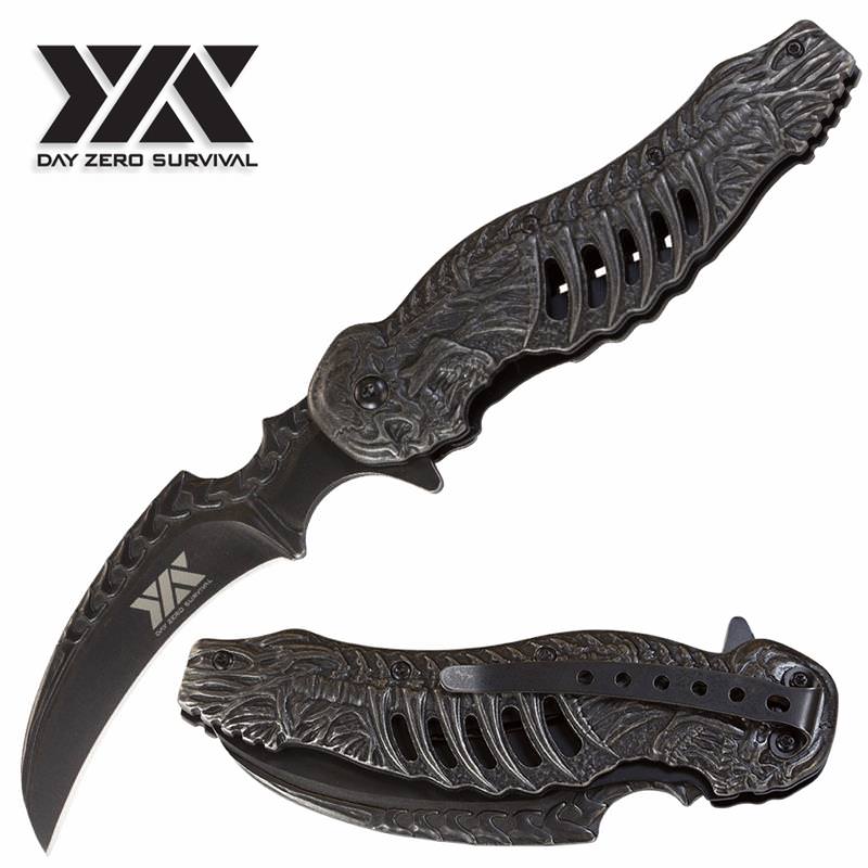 8.5" Skull Spring Assist Folding Pocket Knife Skeleton Claw Karambit Blade Collectible Weapons - Tophatter Daily Deals