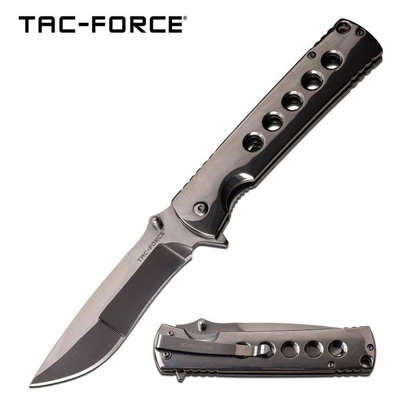 4" Blade Chrome Silver Stainless Steel Tactical EDC Spring-Assist Folding Knife - Tophatter's Inc. Weapons Store Online Collectible Weapons - Tophatter Daily Deals