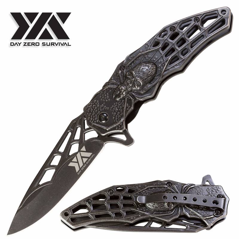 8.25" DZS Spider Spring Assisted Open Tactical Rescue Folding Pocket Knife Collectible Weapons - Tophatter Daily Deals